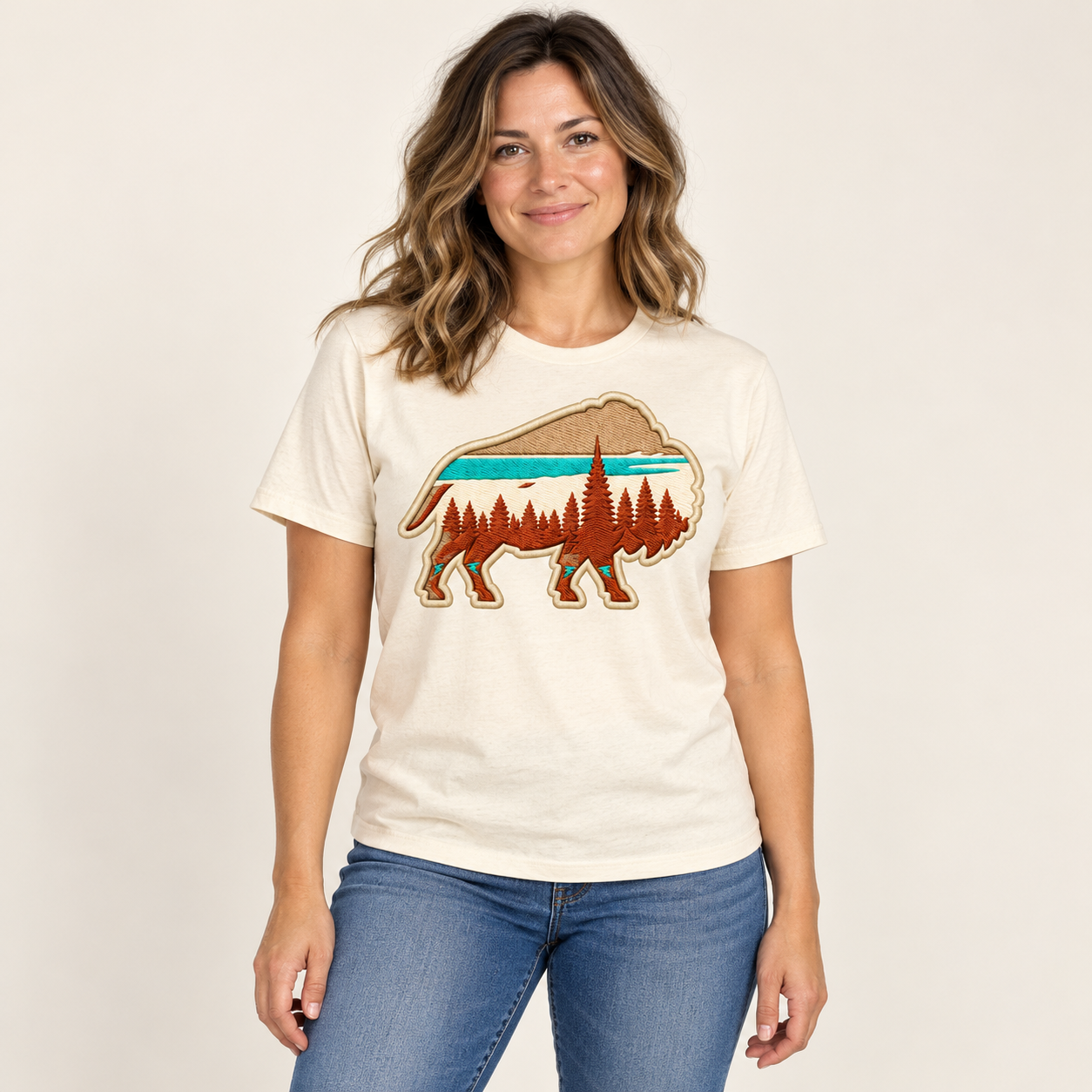 Buffagonia Desert Sky Tee modeled product mockup