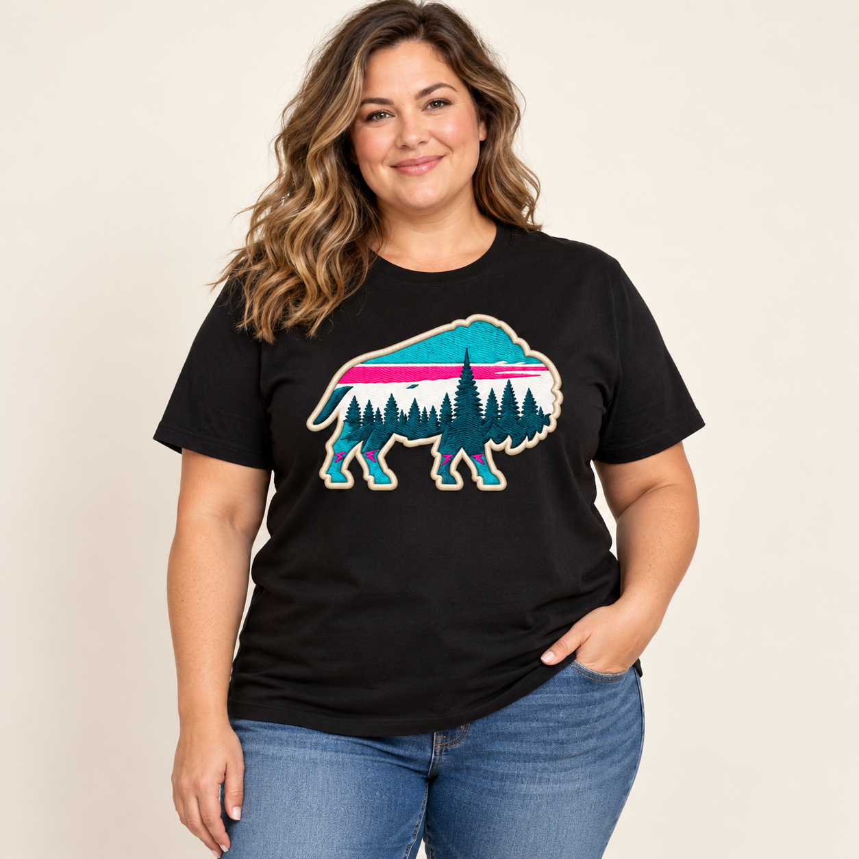 Buffagonia Electric Tide Tee modeled product mockup