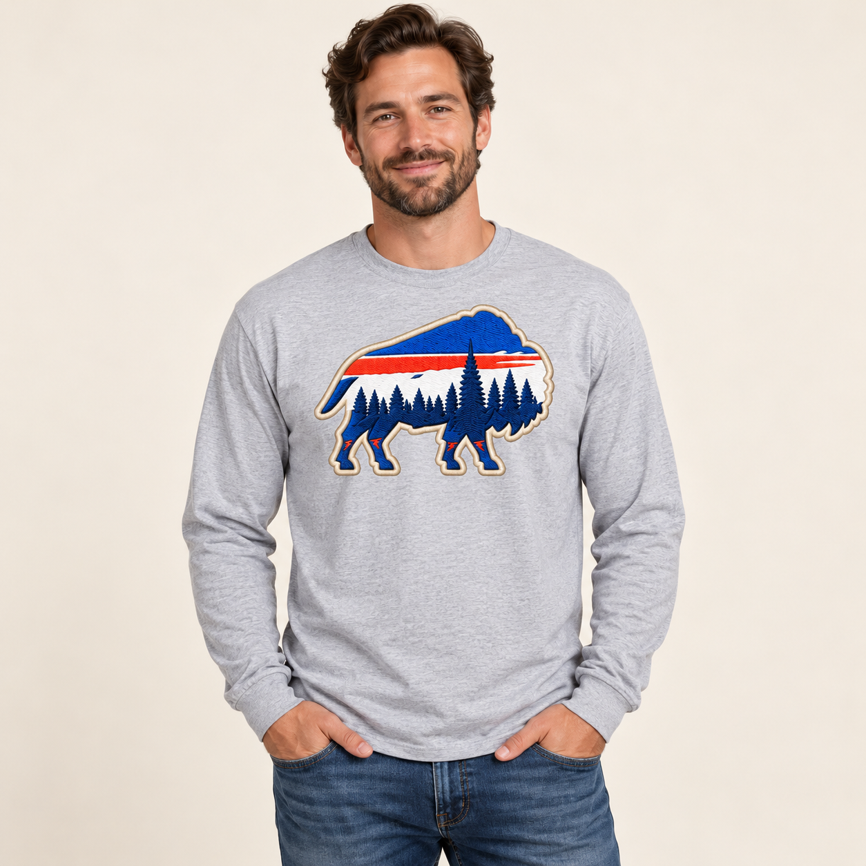 Buffagonia Summit Long Sleeve modeled product mockup