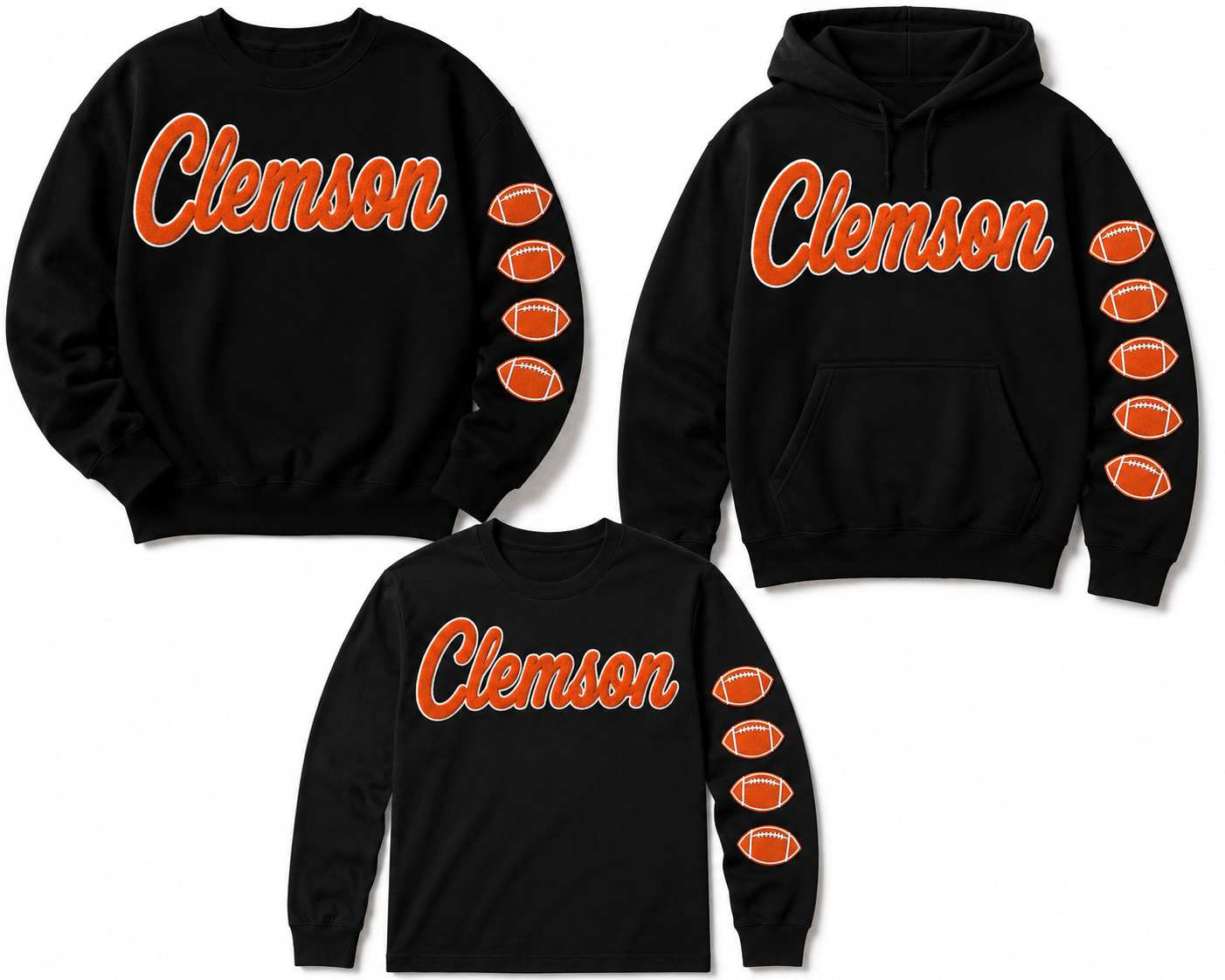 Clemson Faux Embroidery Graphic Apparel