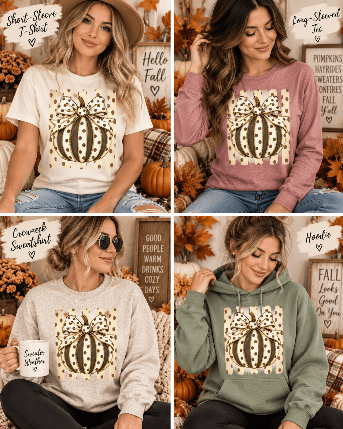 Preppy Polka Dot Pumpkin Graphic Apparel