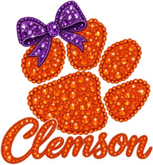 Clemson Purple Bow Paw W01