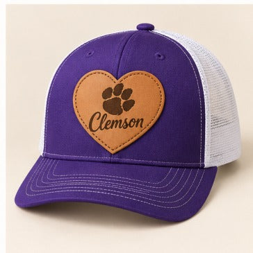 Clemson Heart Leather Patch CL-36