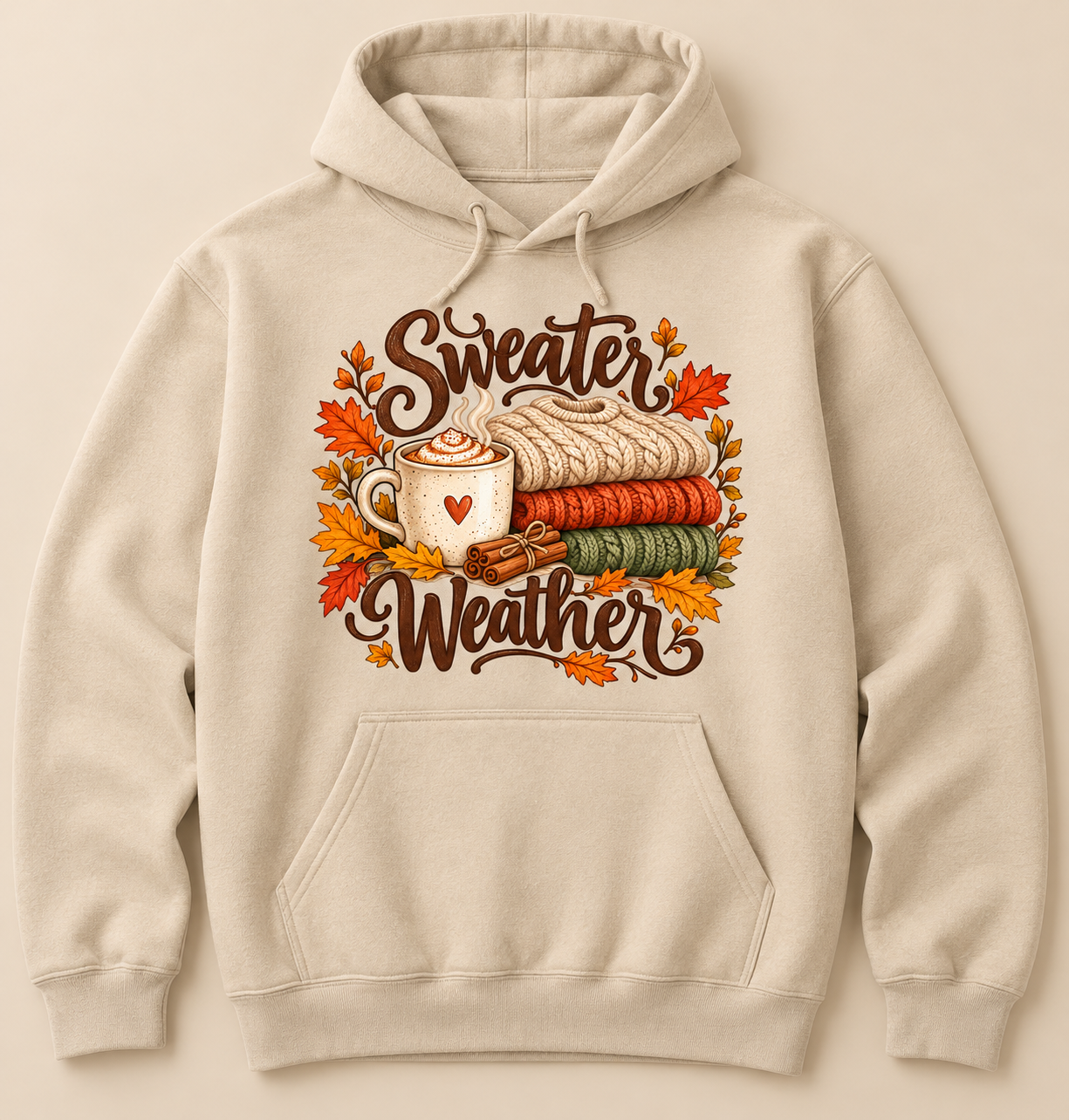 Item #1845 Sweater Weather Coffee and Sweaters hoodie in Sand