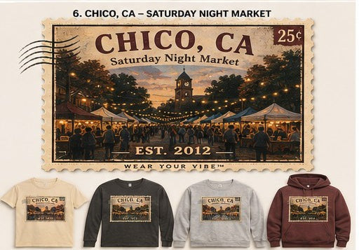 KFO SYT-Chico — Item #1914 — Vintage Chico, CA Apparel Stamp Collection - look 6