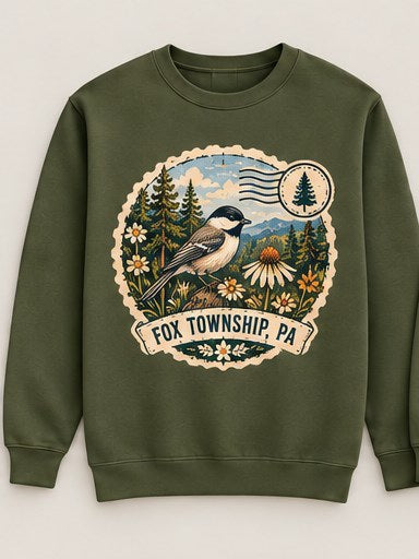KFO SYT-Fox Township — Item #2243 — Fox Township vintage stamp sweatshirt collection - look 1