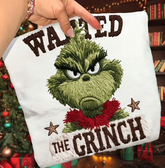 Wanted For Christmas faux Latch Hook Graphic Apparel