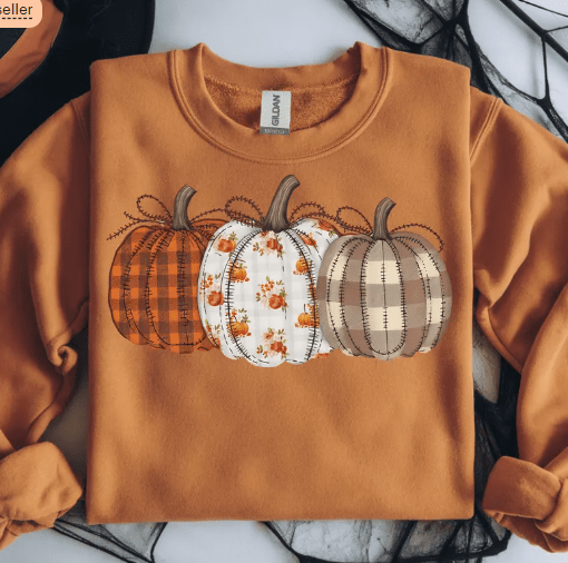 Triple faux embroidery Pumpkins Graphic Apparel