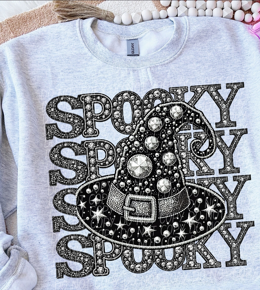 Spooky Witch Hat faux embroidery Graphic Apparel