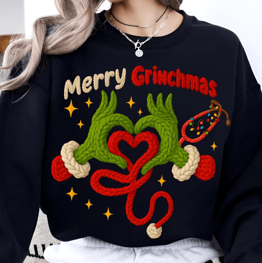 Merry Grinchmas Healthcare faux latch hook Graphic Apparel