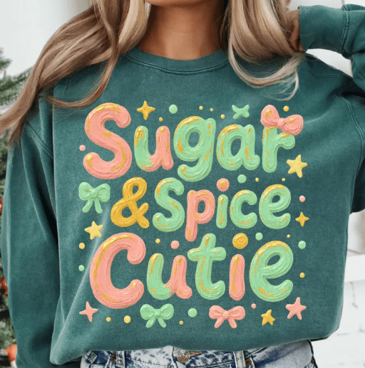 Sugar & Spice faux latch hook Graphic Apparel