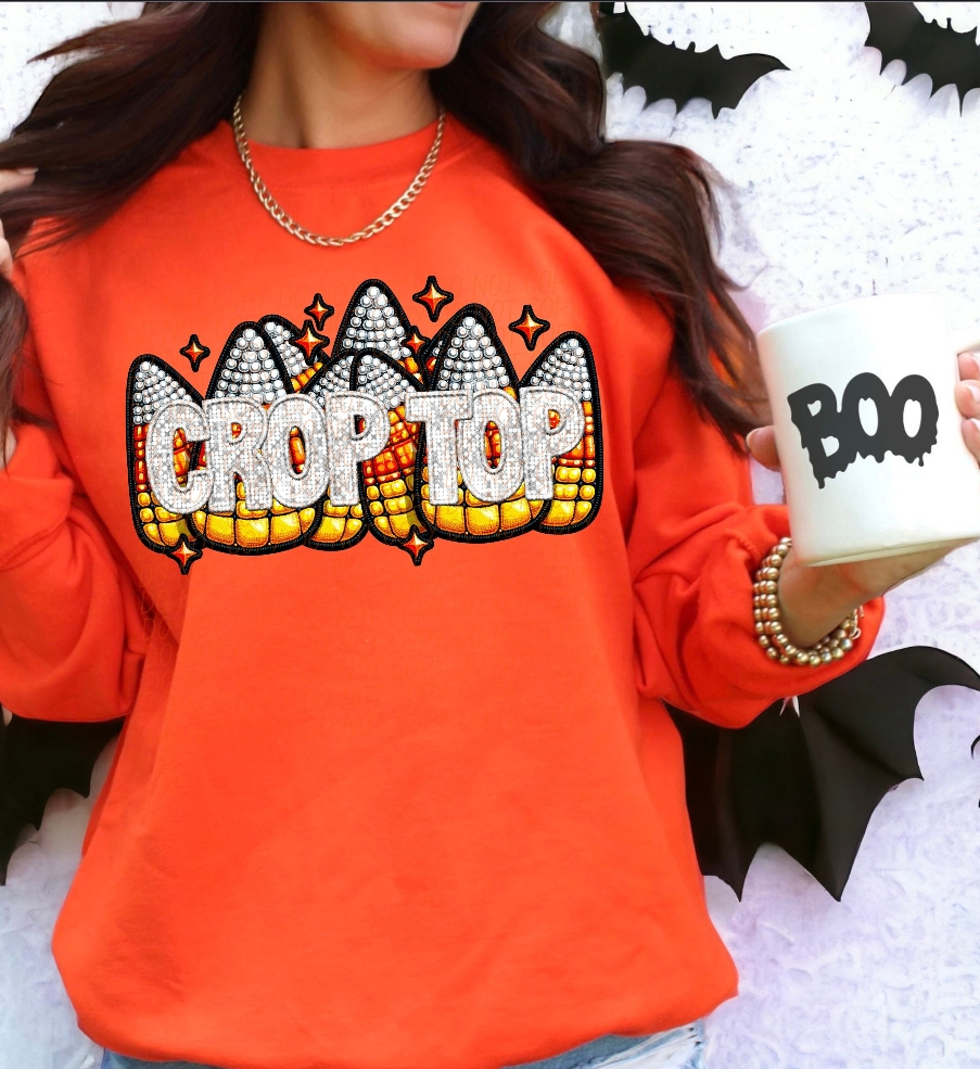 Crop Top faux embroidery Graphic Apparel