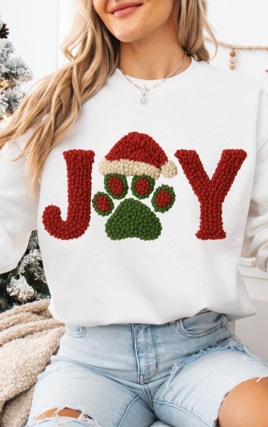 Paw Print Joy faux Latch hook Graphic Apparel