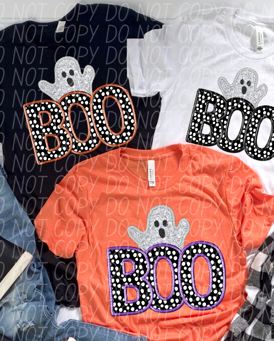 Boo faux embroidery Graphic Apparel