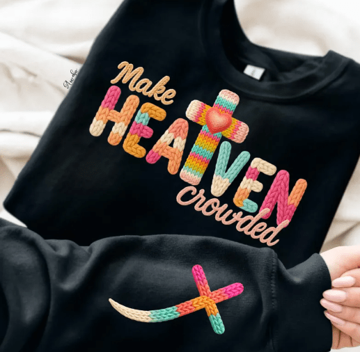 Make Heaven Crowded faux crochet Graphic Apparel