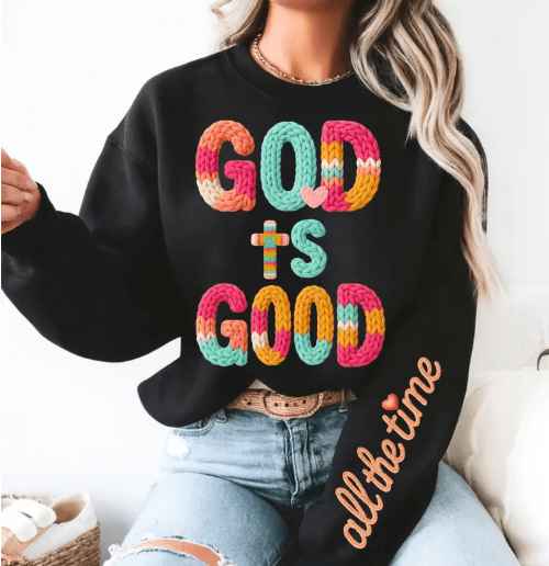 God is Good faux crochet Graphic Apparel