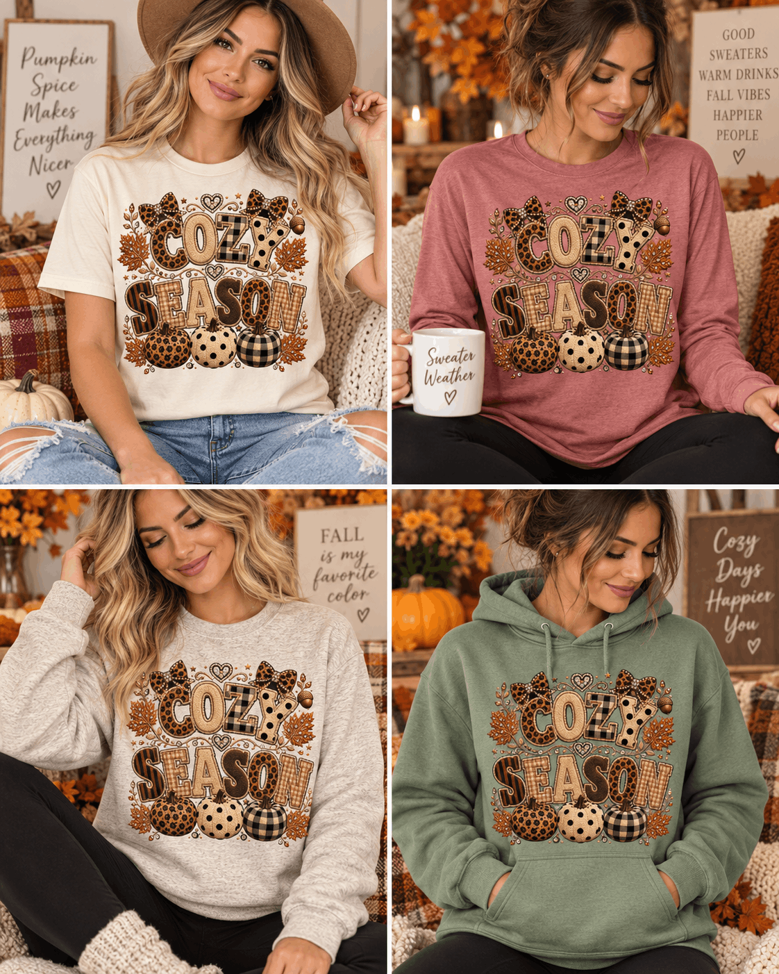 Cozy Season Faux Embroidery Graphic Apparel