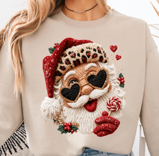 Cool Santa Faux yarn Graphic Apparel